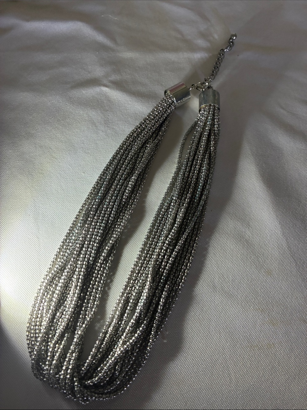 Silver Multi-Strand Tassel Necklace - Women Jewelry